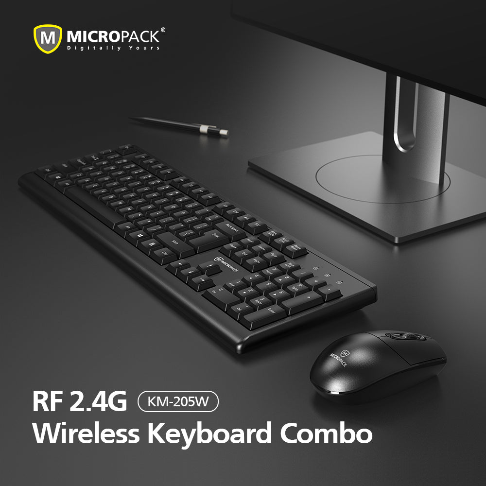 2.4G Wireless Mouse and Keyboard Combo KM-205W black