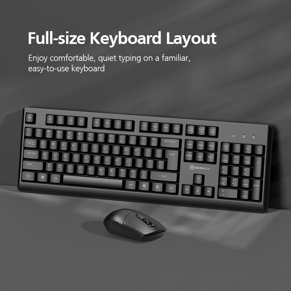 2.4G Wireless Mouse and Keyboard Combo KM-205W black