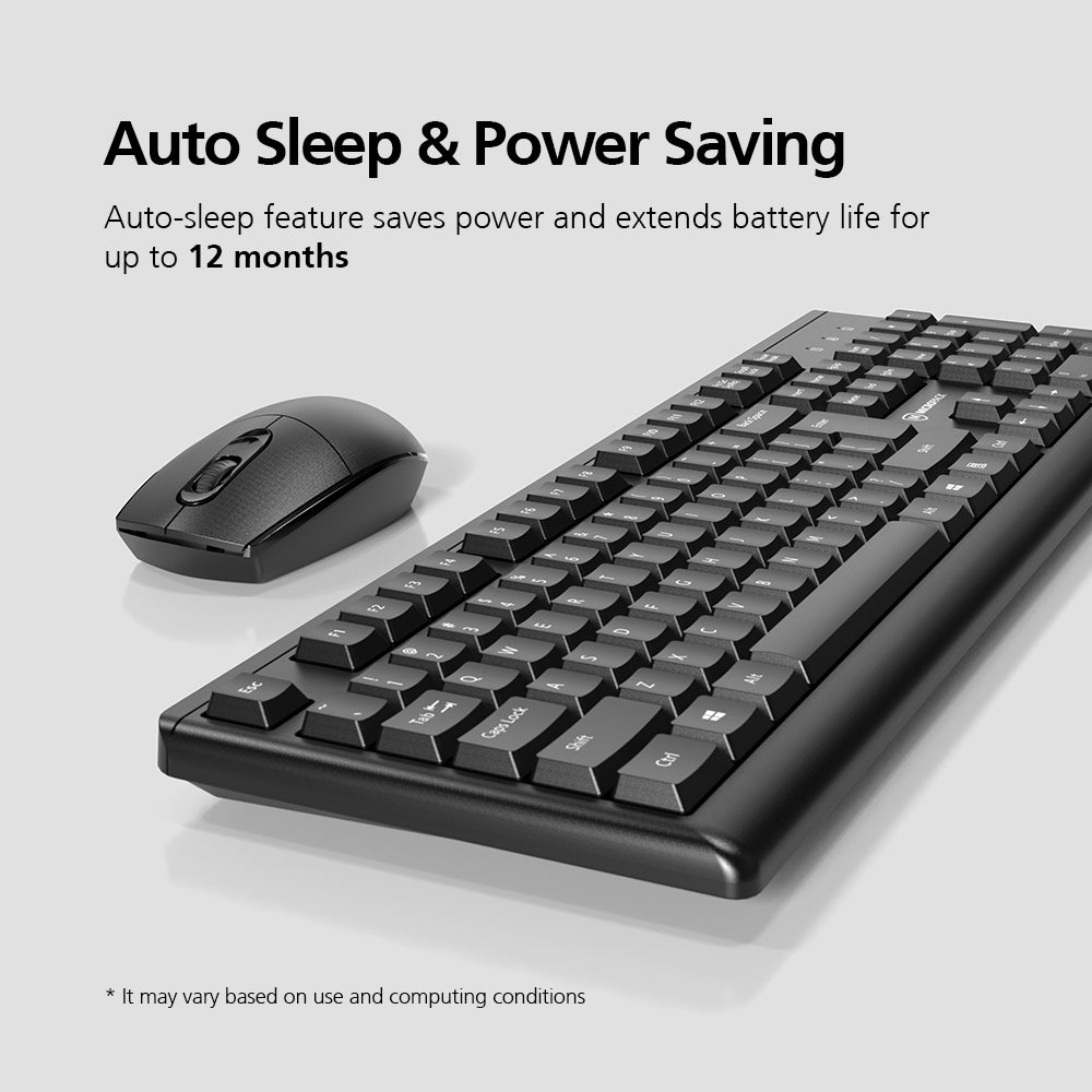 2.4G Wireless Mouse and Keyboard Combo KM-205W black