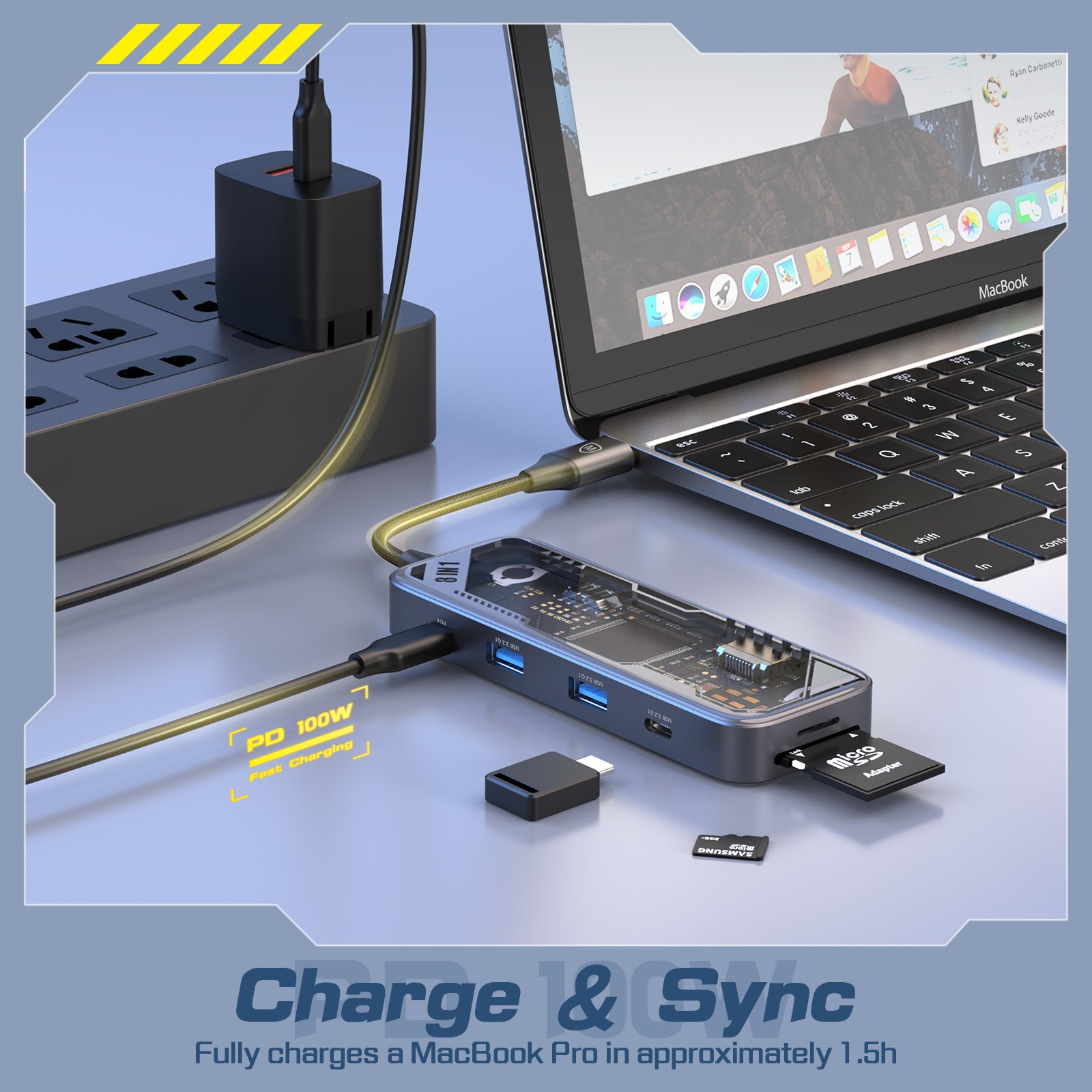USB C Hub 8 in 1 Multiport Adapter MDC-N8T-New