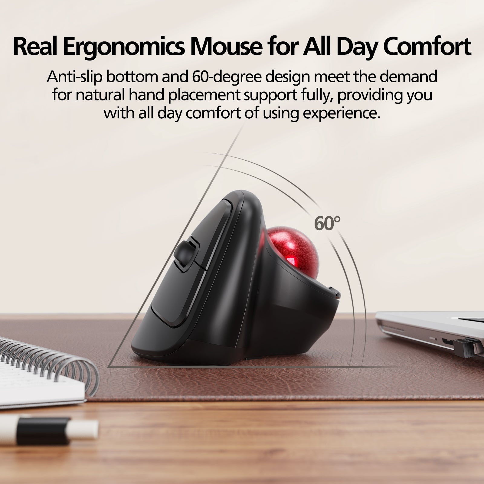 Ergonomic Design Vertical Trackball Bluetooth Wireless Mouse MP-V05W